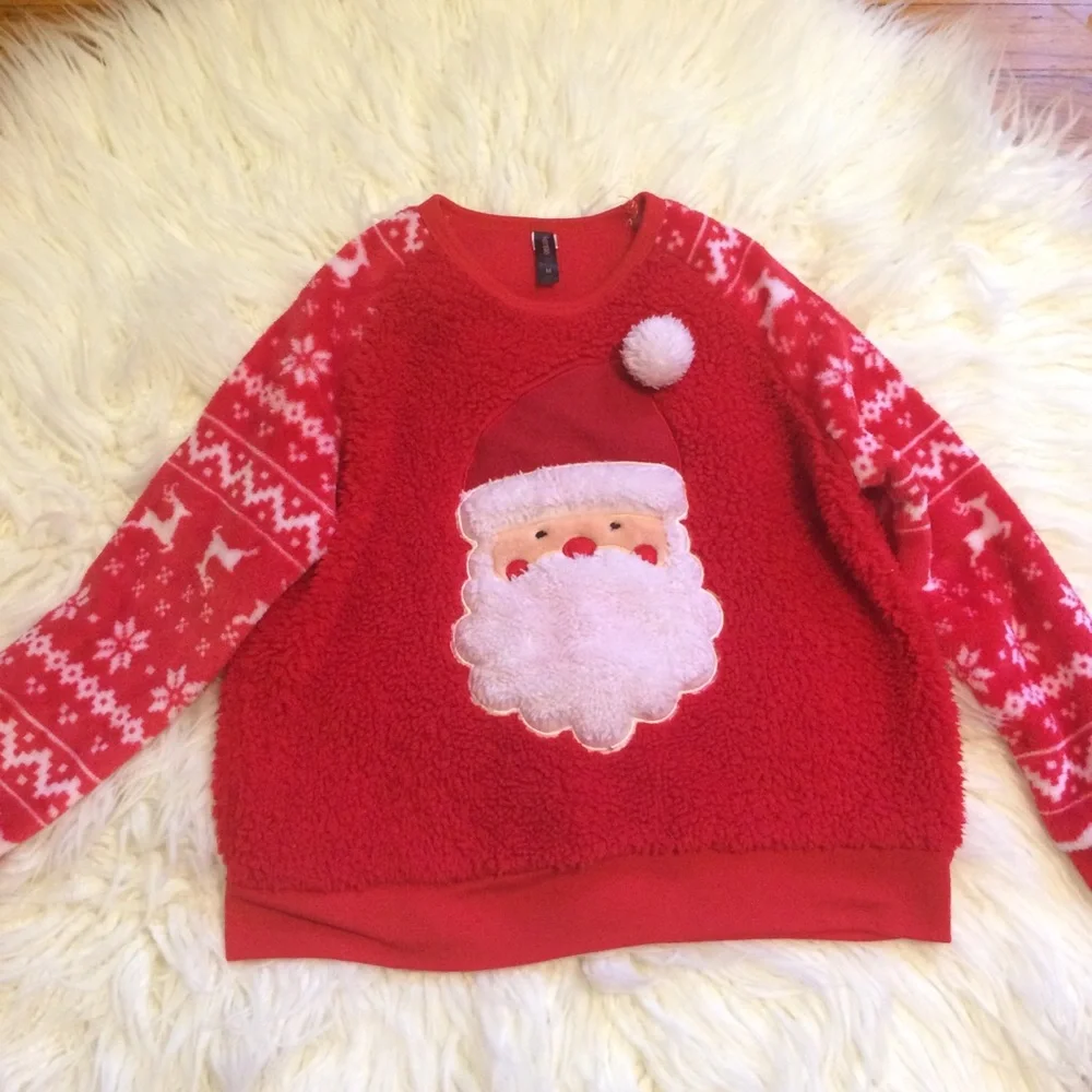 Kensie Girl Red Fleece Pajama Set Size Medium Holiday Christmas Santa Claus
